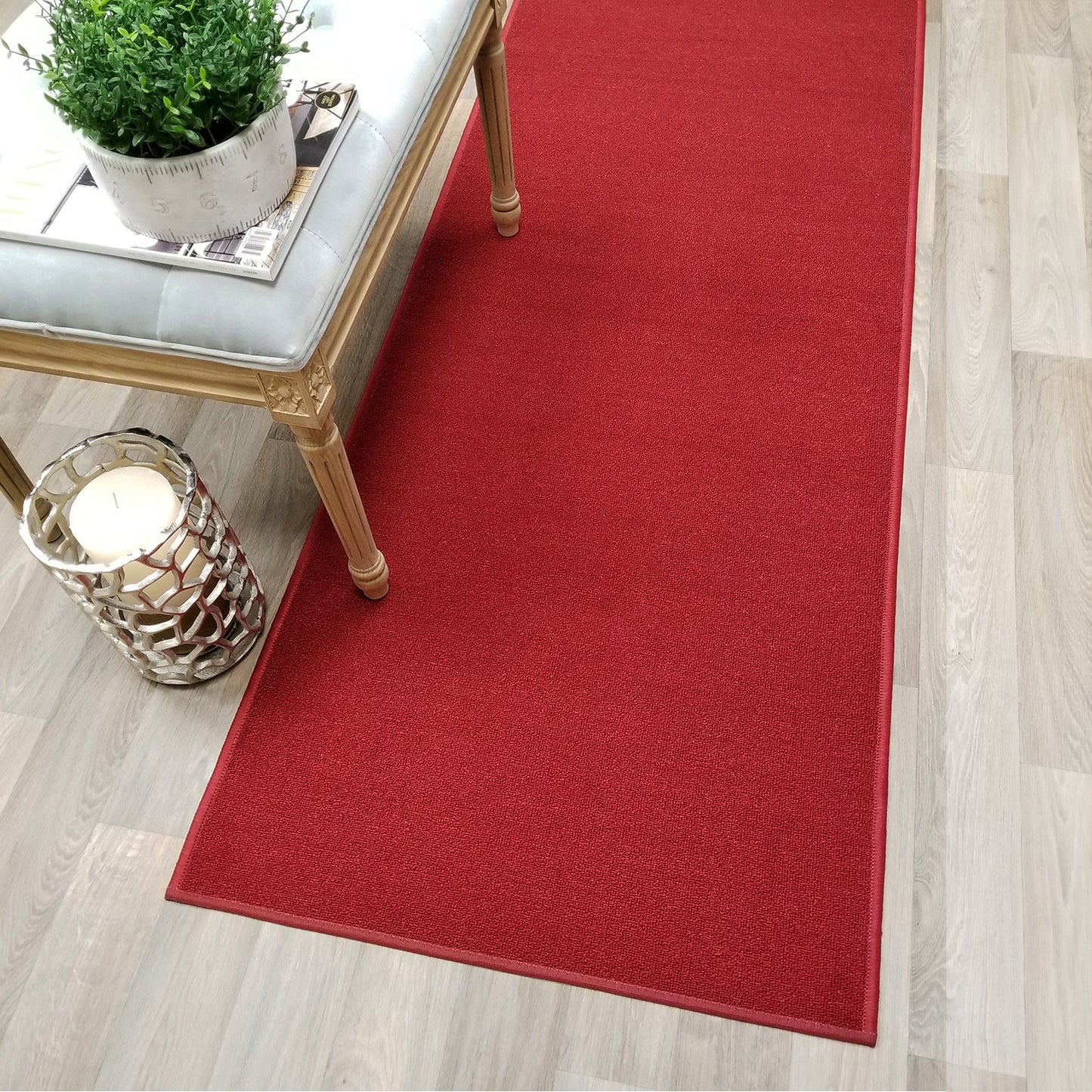 Solid Colored Custom Size RED Carpet Runner Rug