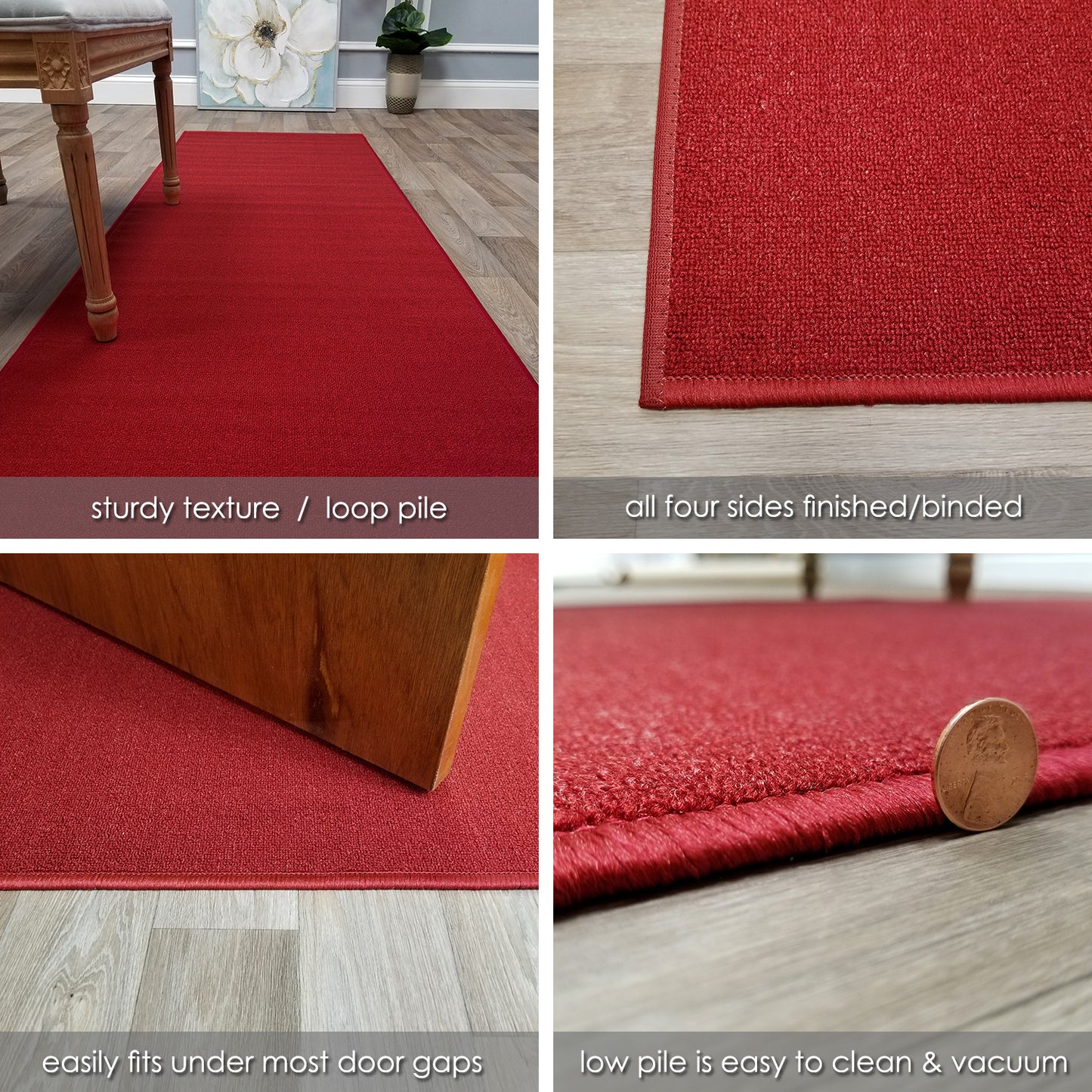 Solid Colored Custom Size RED Carpet Runner Rug
