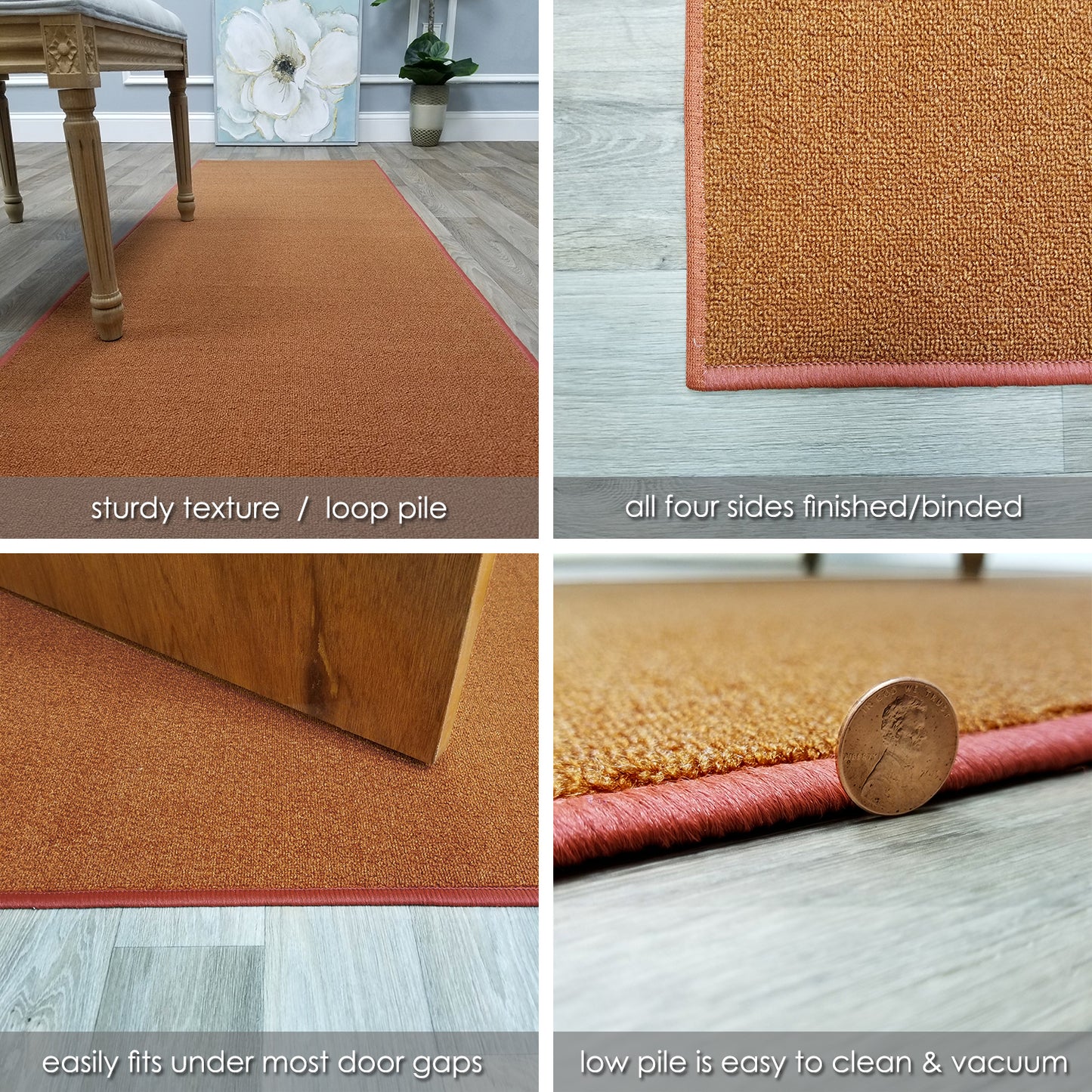 Solid Colored Custom Size Terracotta Carpet Runner Rug