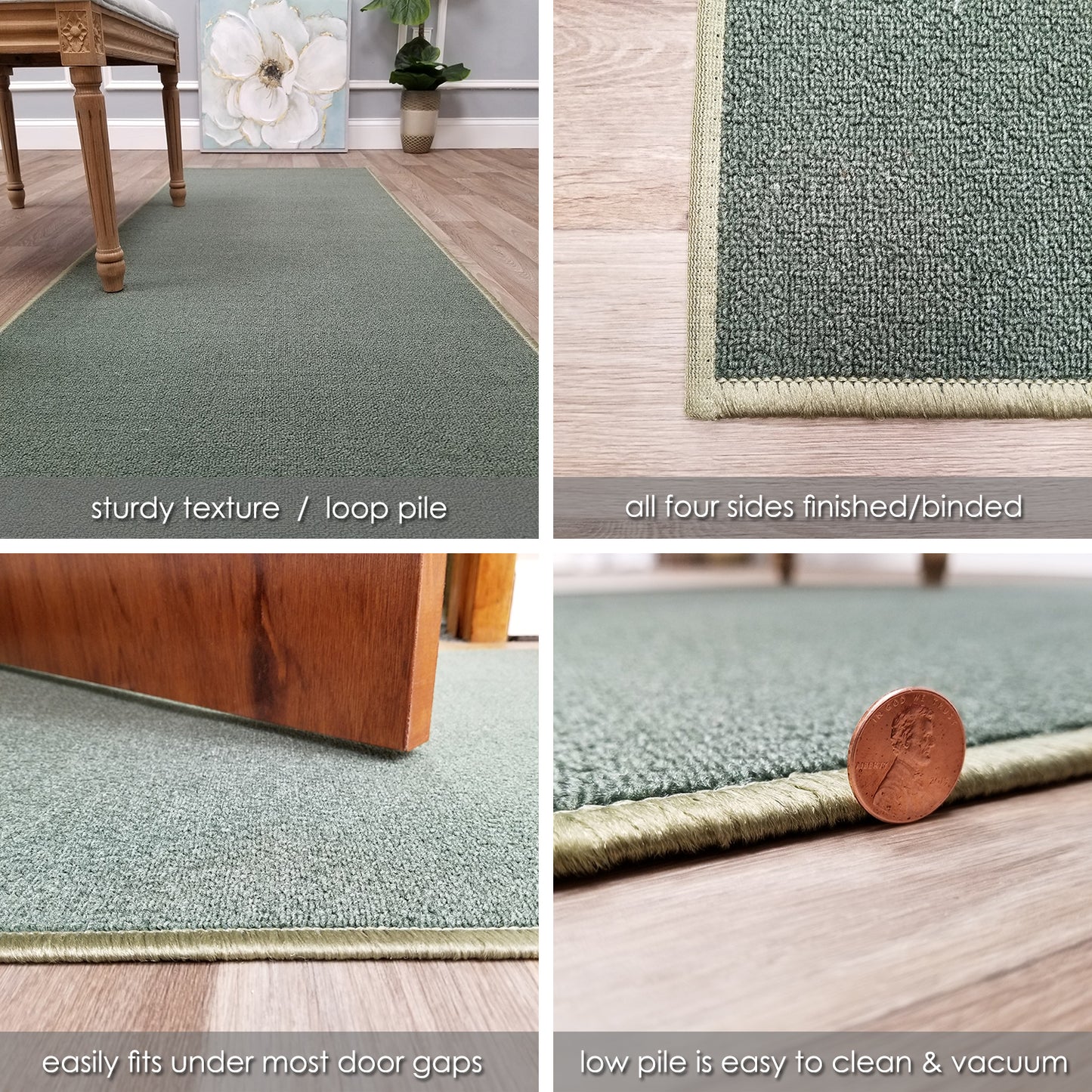 Solid Colored Custom Size TEAL GREEN Carpet Runner Rug