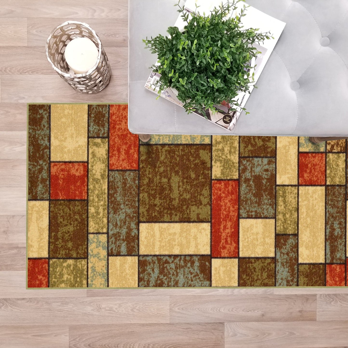 Contemporary 3D Multicolor Stones Pavement Custom Size Carpet Runner Rug