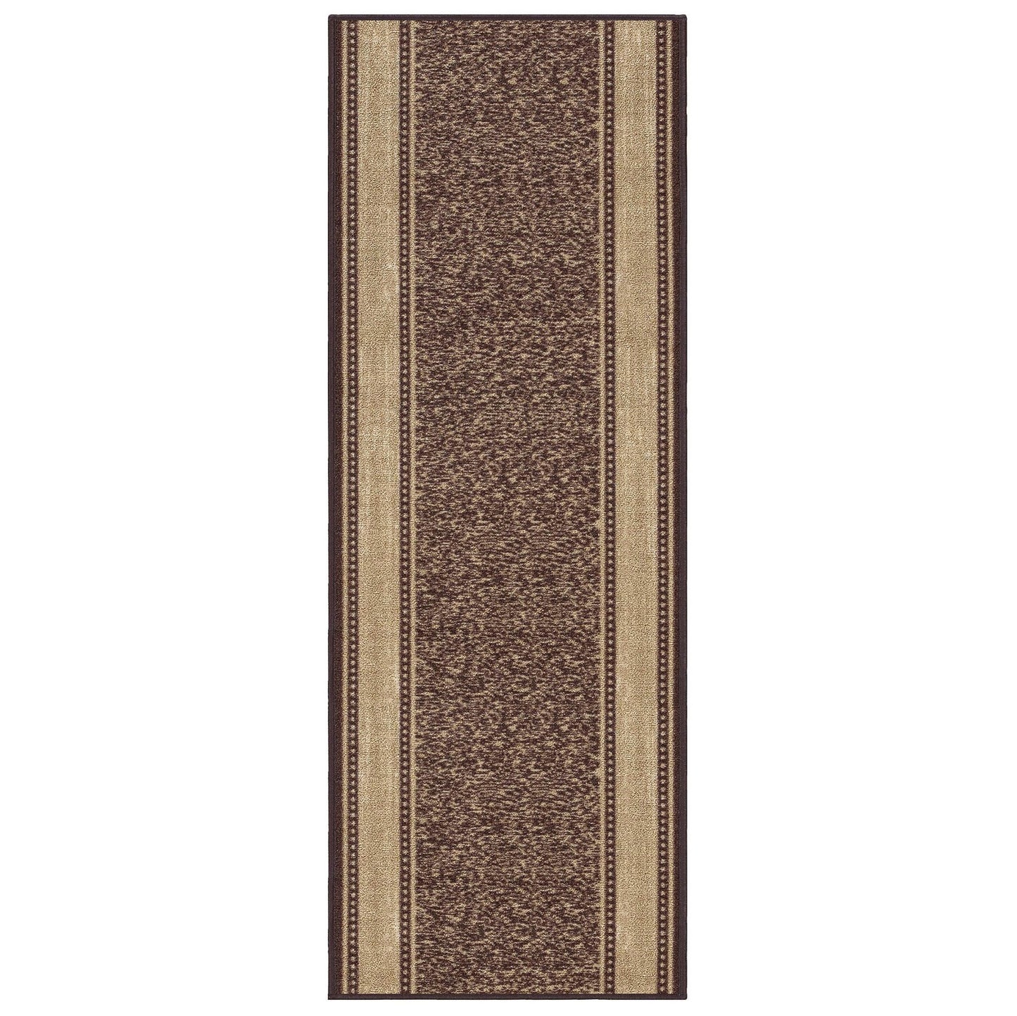 Contemporary Bordered Brown Beige Custom Size Carpet Runner Rug