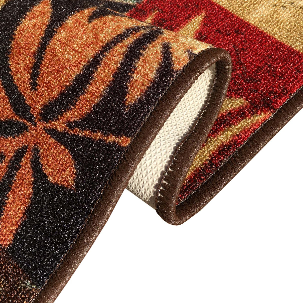Contemporary Floral Brown Multicolor Boxes Custom Size Carpet Runner Rug