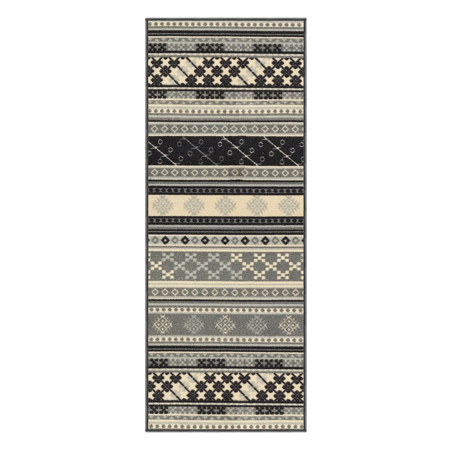 Bohemian Kilim Grey Black Custom Size Carpet Runner Rug