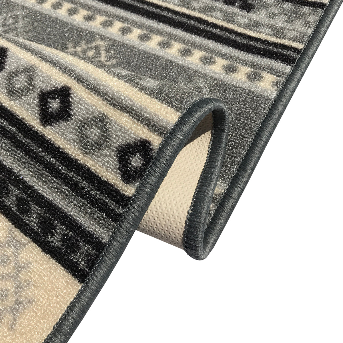 Bohemian Kilim Grey Black Custom Size Carpet Runner Rug