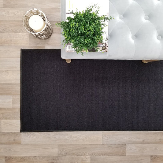 Solid Colored Custom Size BLACK Carpet Runner Rug