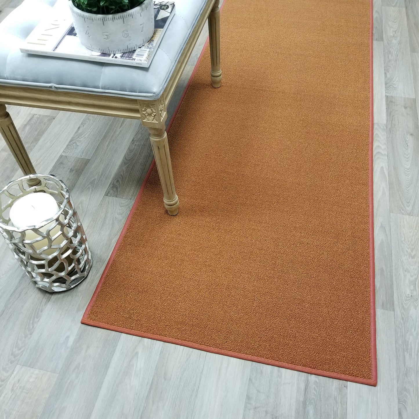 Solid Colored Custom Size Terracotta Carpet Runner Rug