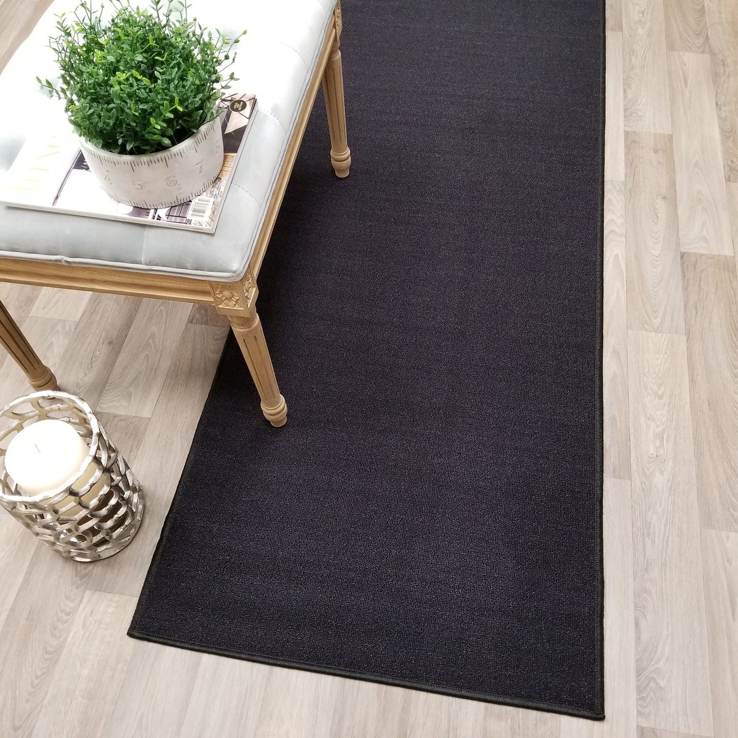 Solid Colored Custom Size BLACK Carpet Runner Rug