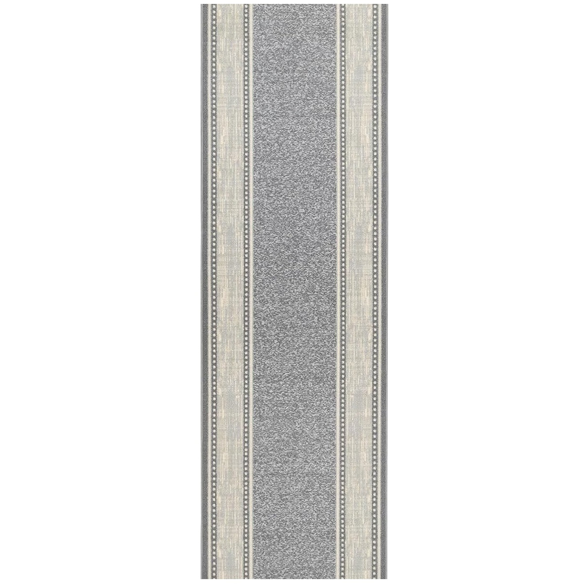 Contemporary Bordered Grey Ivory Custom Size Carpet Runner Rug