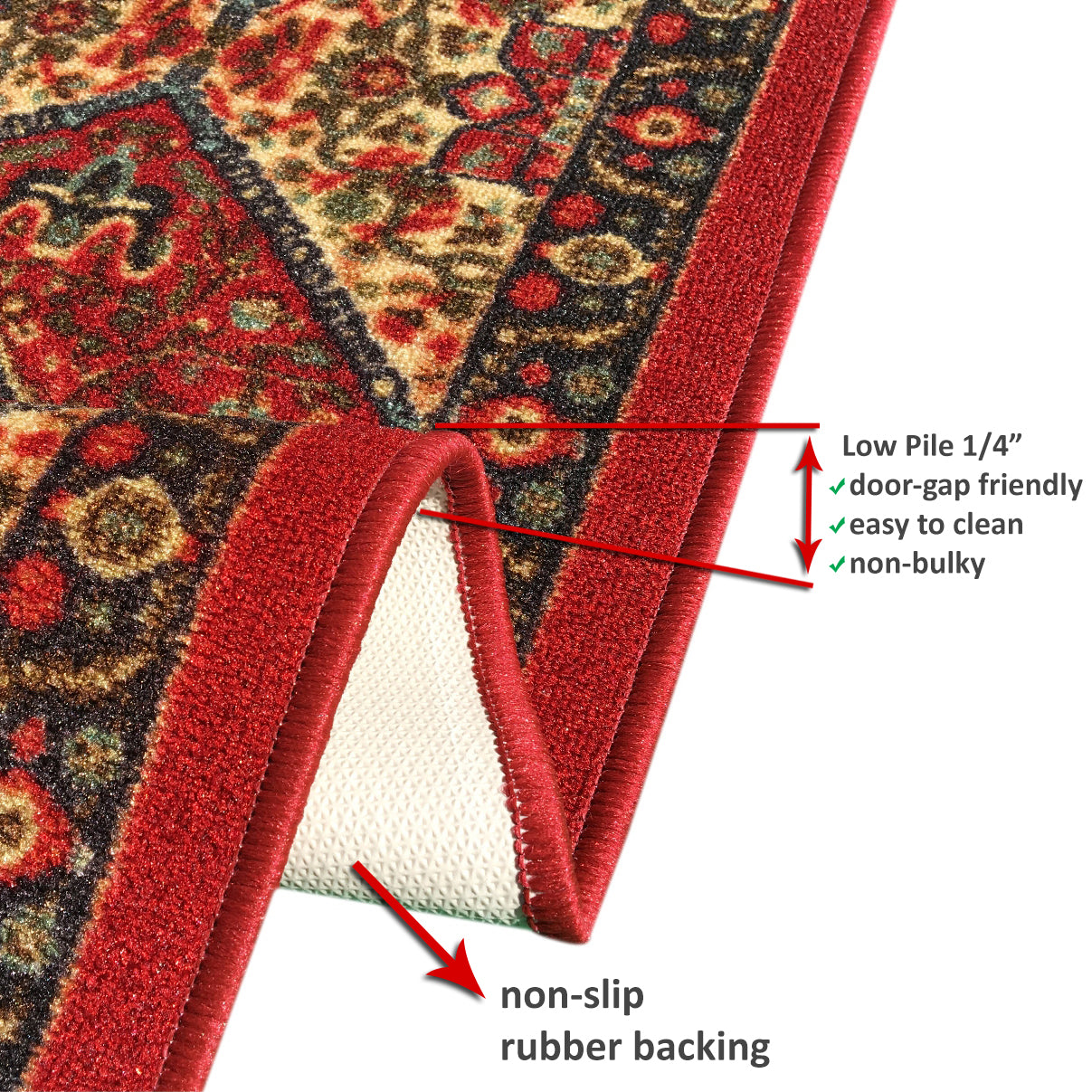 Traditional Red Medallion Custom Size Carpet Runner Rug