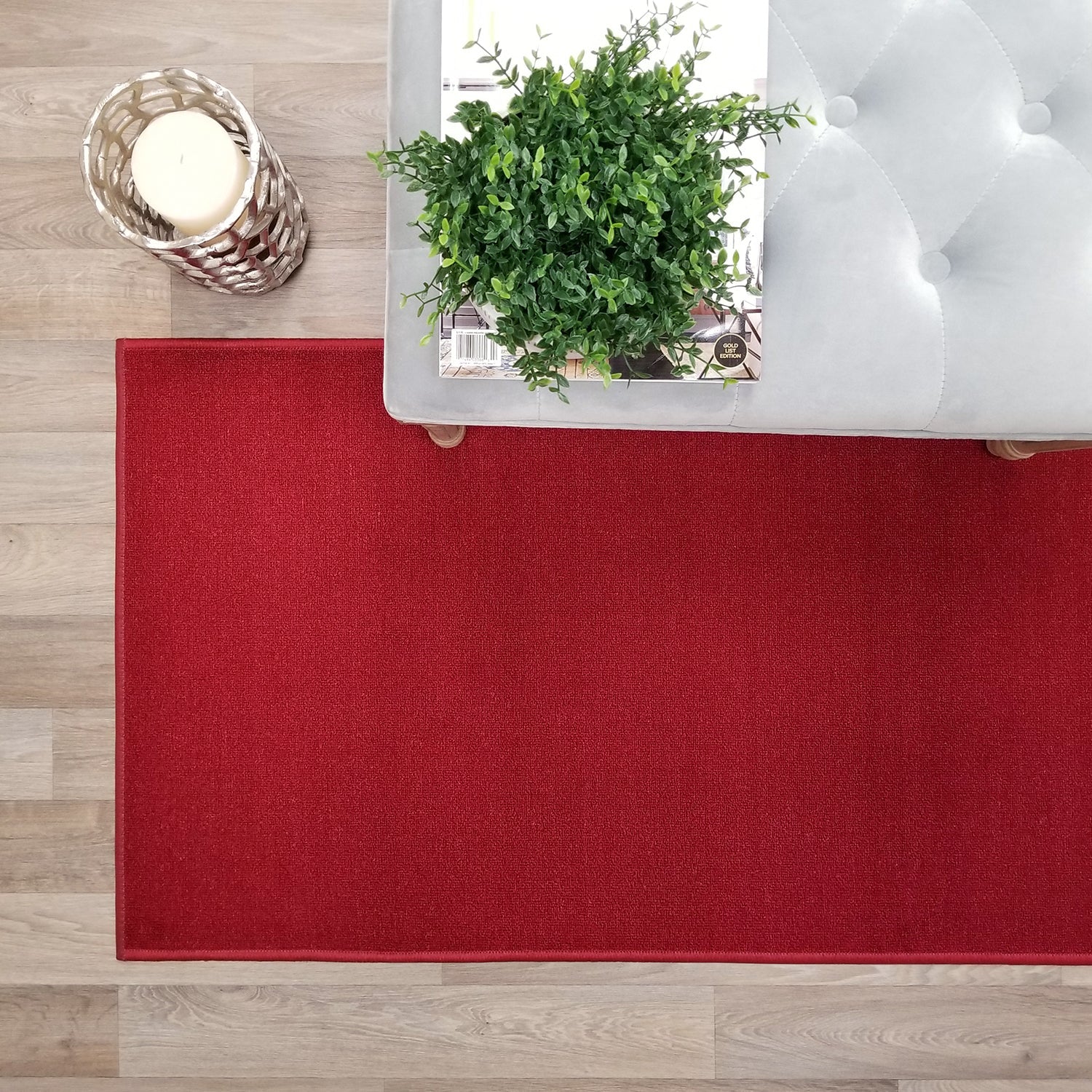 Ruby Red Runner Rug Custom Sized Carpet Runner Rug Red Color Rubber Backed Non Slip ...
